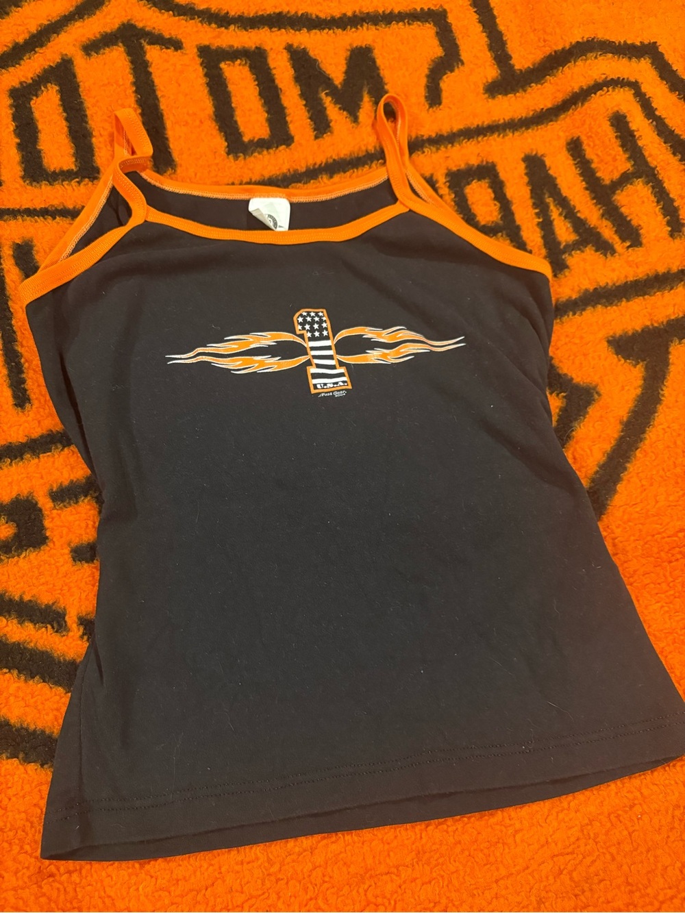 Vintage 2004 fast gear Black & Orange Women's Flame Graphic Tank Top